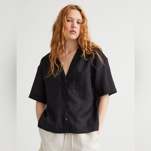 Black linen button up - Picture 4 of 6